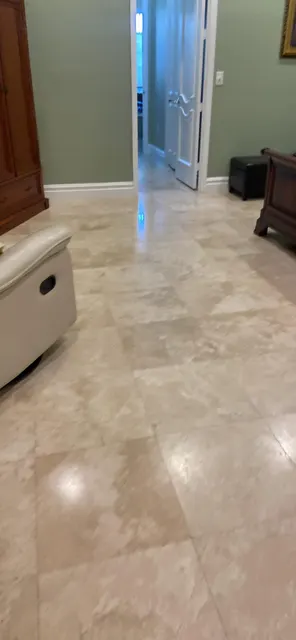 Marble hallway polished to a shine in a Miami home